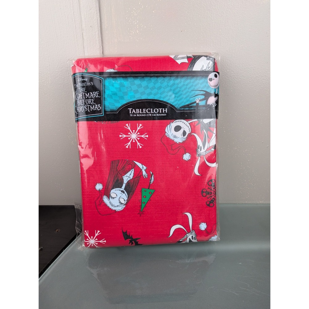 Disney Nightmare Before Christmas Round Tablecloth Red Jack Skellington 70 Inch